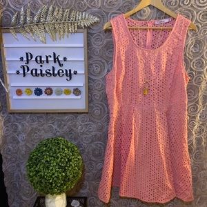 JustFab Plus Size Coral Embroidered Dress